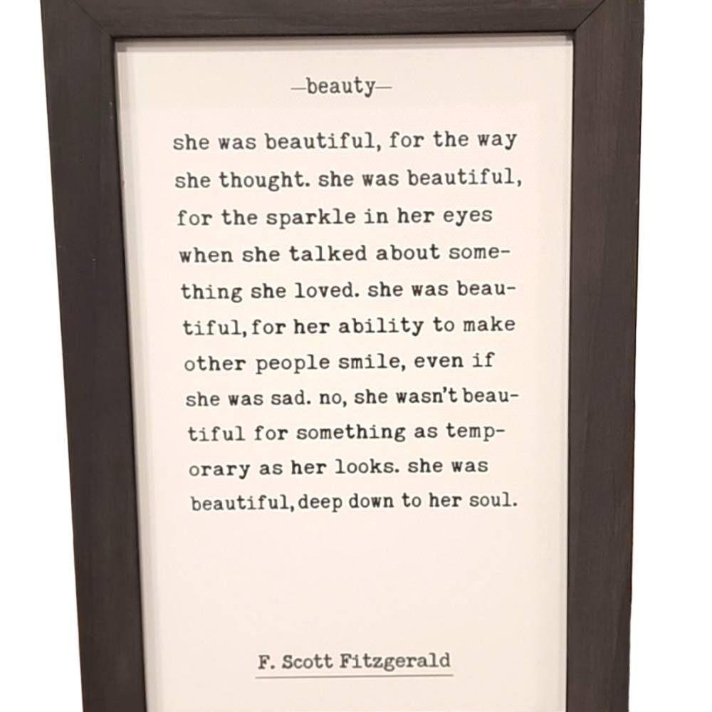Petal Lane Homes "Beauty" Scott Fitzgerald Wooden Framed Wall Decor